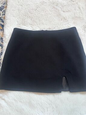 Mango Black Mini Skirt with Front Slit